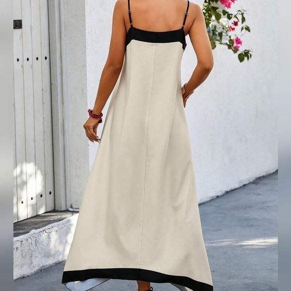 Women'S Color Block Spaghetti Strap A-Line Dress - Picture 2 of 4